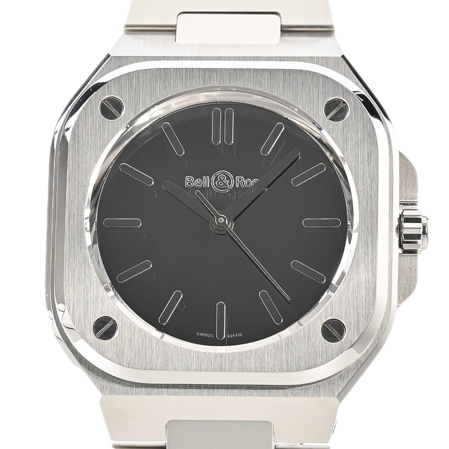 【時間指定不可】MANO　アンティークジャンボミラー　BR/DBR/WH BR-05 GREY MIRROR STEEL(ケース:約39mm(実寸)/ブレスサイズ:約20.5cm