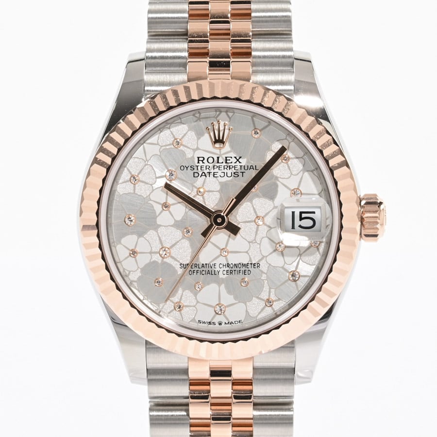 デイトジャスト31 シルバー / フローラルモチーフ ケース:約31mm/ブレスサイズ:17cm
