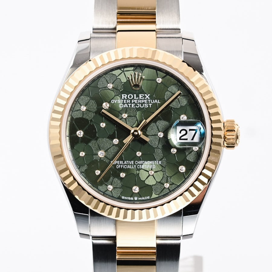 デイトジャスト31 グリーン / フローラルモチーフ ケース:約31mm/ブレスサイズ:17cm