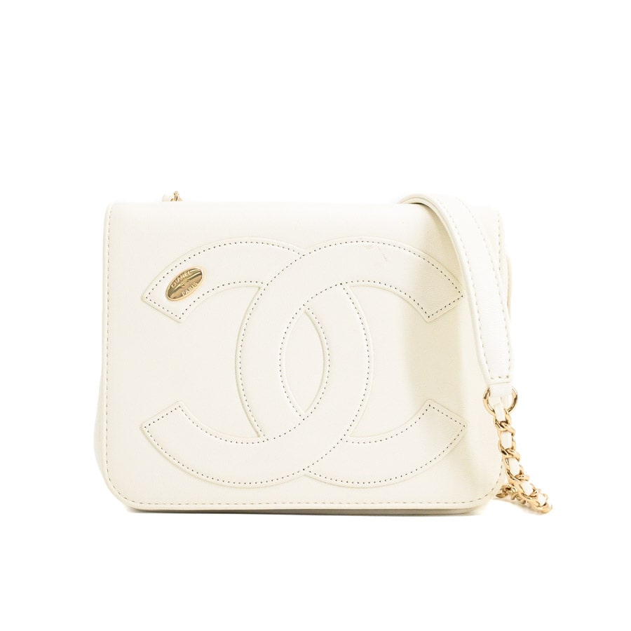 チェーンショルダーバッグ(約W18xH14xD7cm(実寸) ホワイト): ブランド